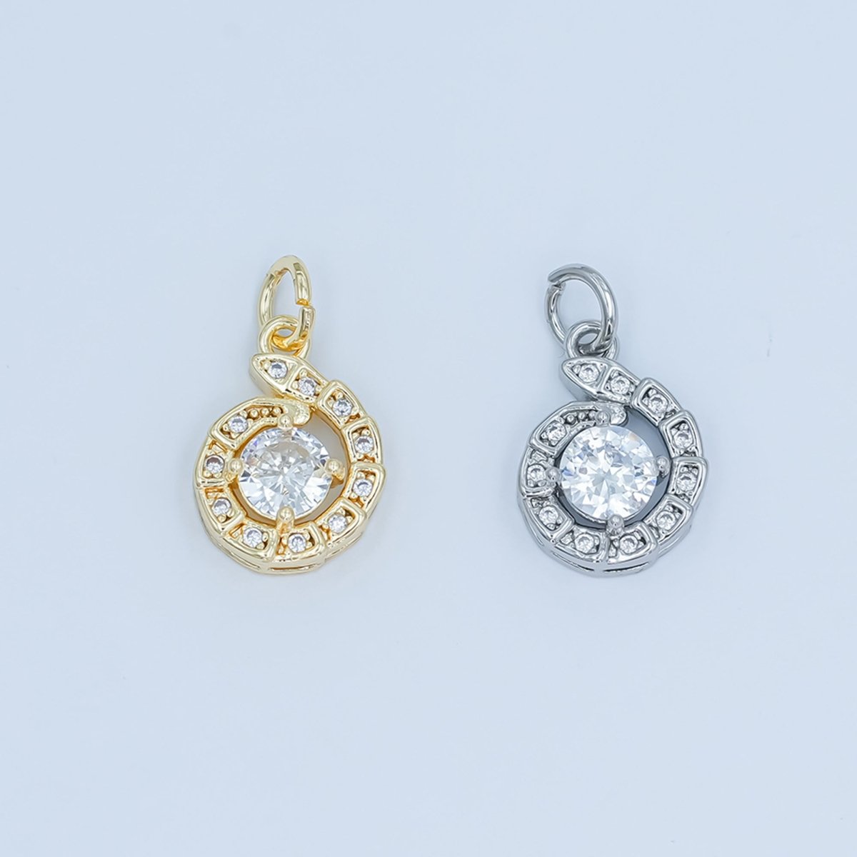 24K Gold Filled Clear CZ Circular Geometric Charm In Gold & Silver | C935 - DLUXCA