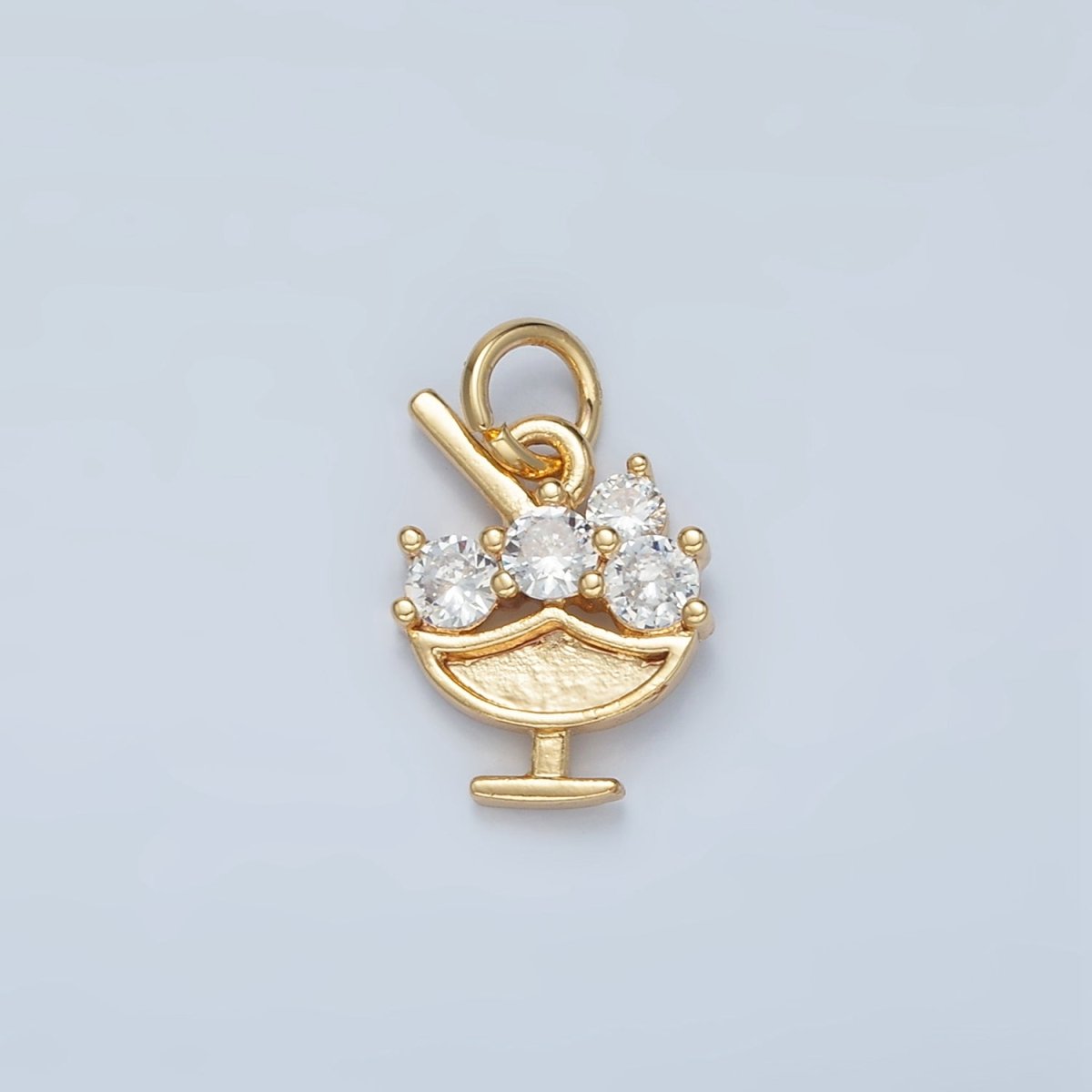 24K Gold Filled Clear CZ Cocktail Alcohol Drink Charm | N1479 - DLUXCA