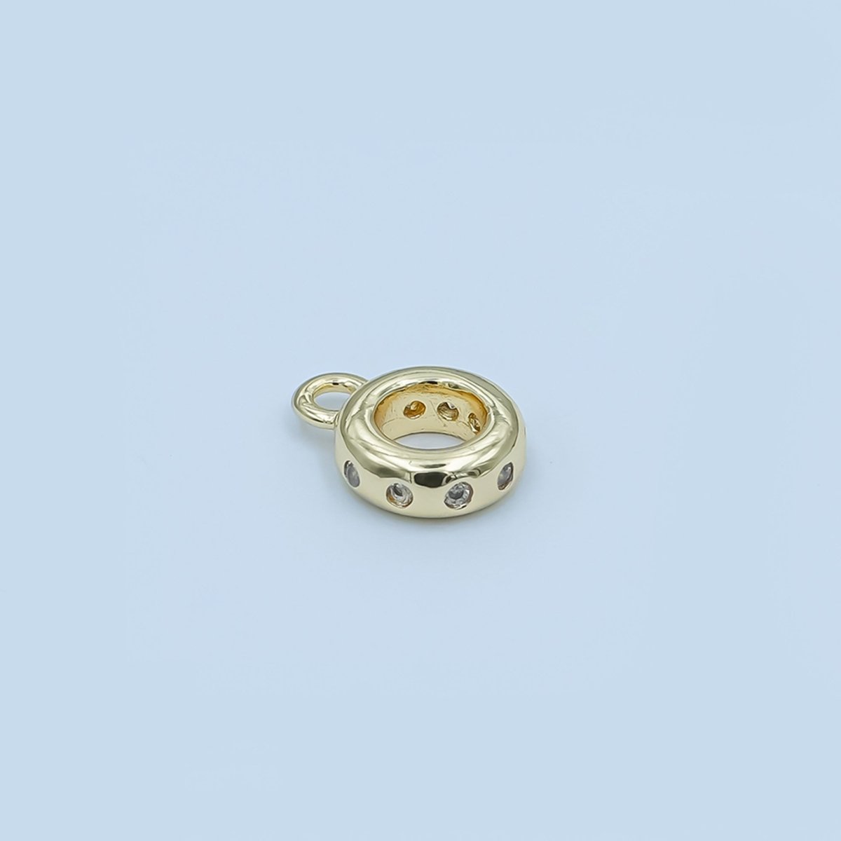 24K Gold Filled Clear CZ Dotted Wide Round Bail Finding in Gold & Silver | Z1104 - DLUXCA