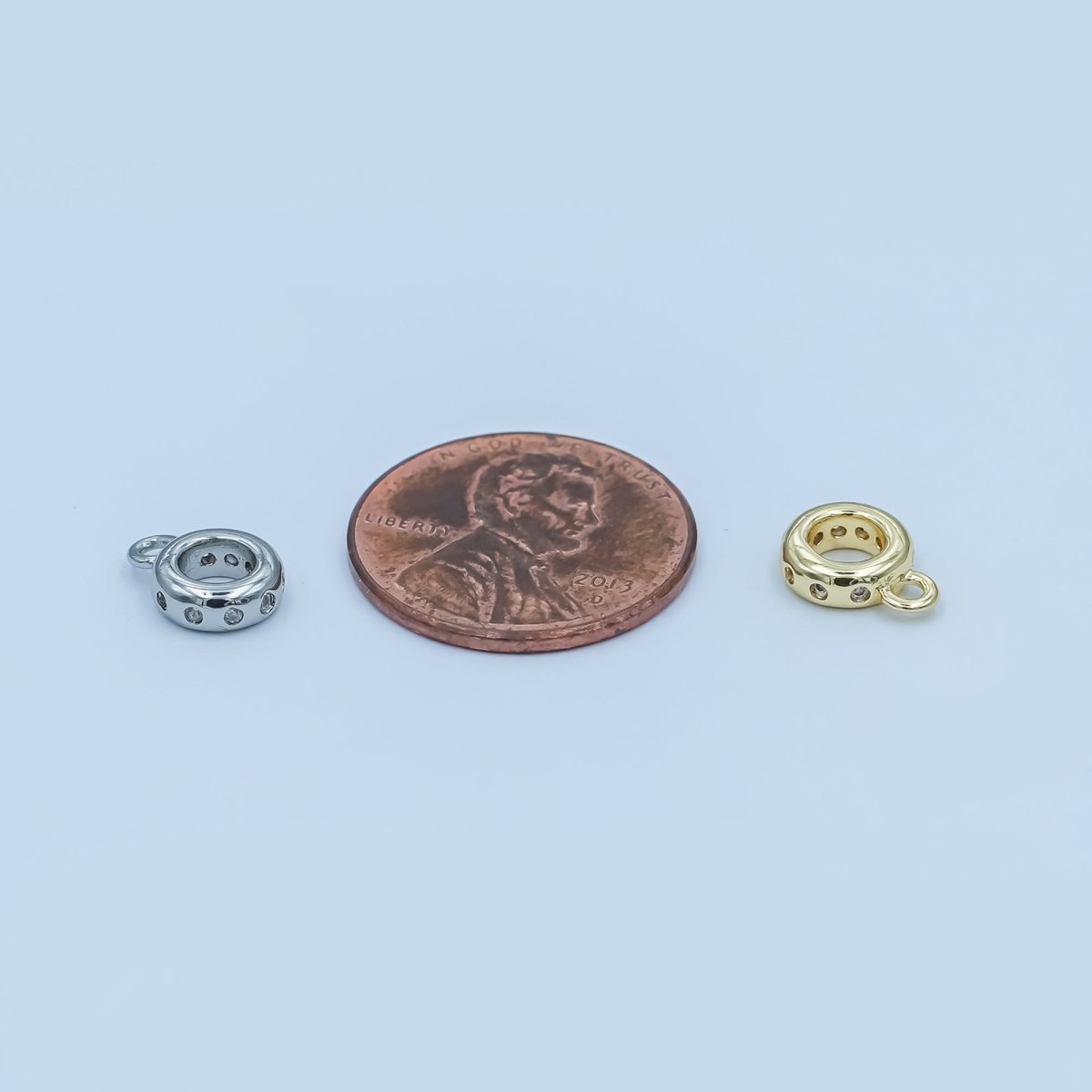 24K Gold Filled Clear CZ Dotted Wide Round Bail Finding in Gold & Silver | Z1104 - DLUXCA
