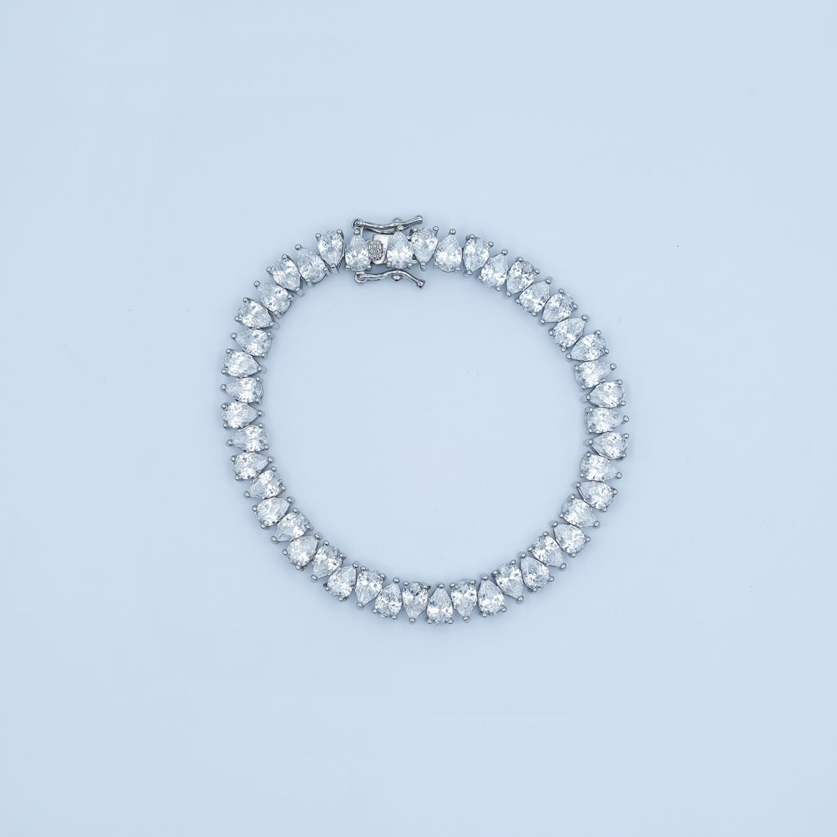 24K Gold Filled Clear CZ Double Teardrop Tennis Chain Bracelet in Gold & Silver | WA - 3140 WA - 3141 - DLUXCA
