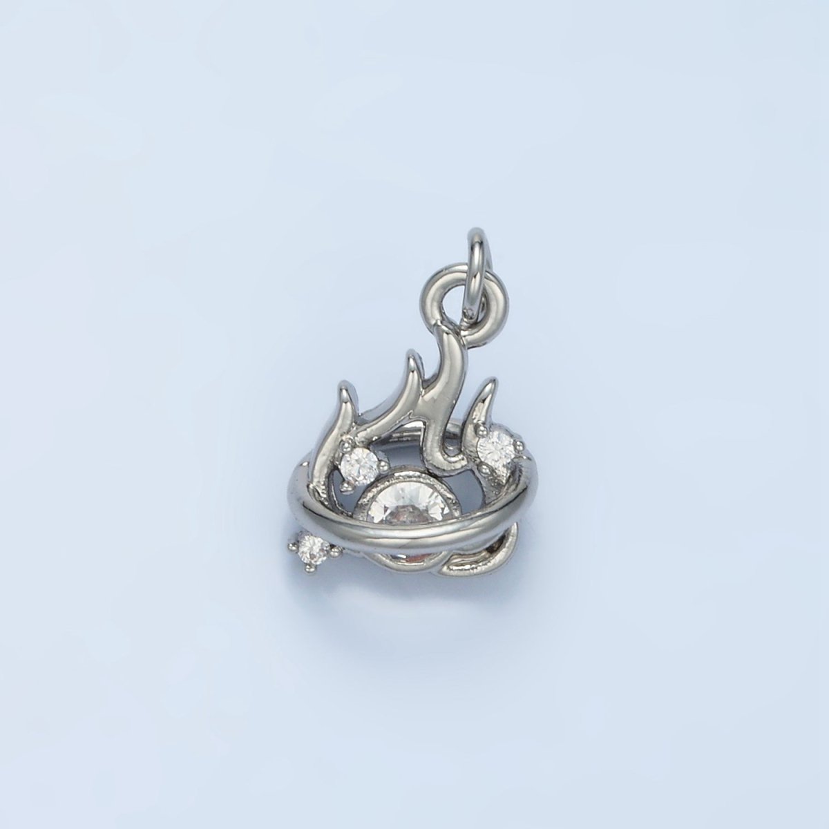 24K Gold Filled Clear CZ Fire Flame Mini Charm in Gold & Silver | E379 - DLUXCA