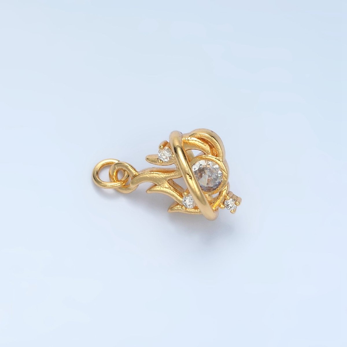 24K Gold Filled Clear CZ Fire Flame Mini Charm in Gold & Silver | E379 - DLUXCA