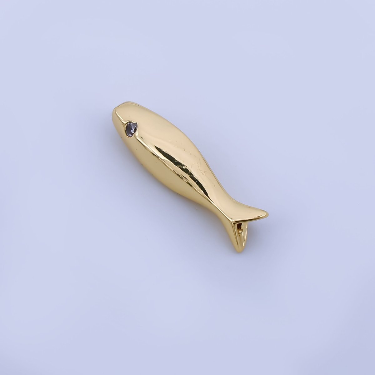 24K Gold Filled Clear CZ Fish Beach Minimalist Bead | B486 - DLUXCA