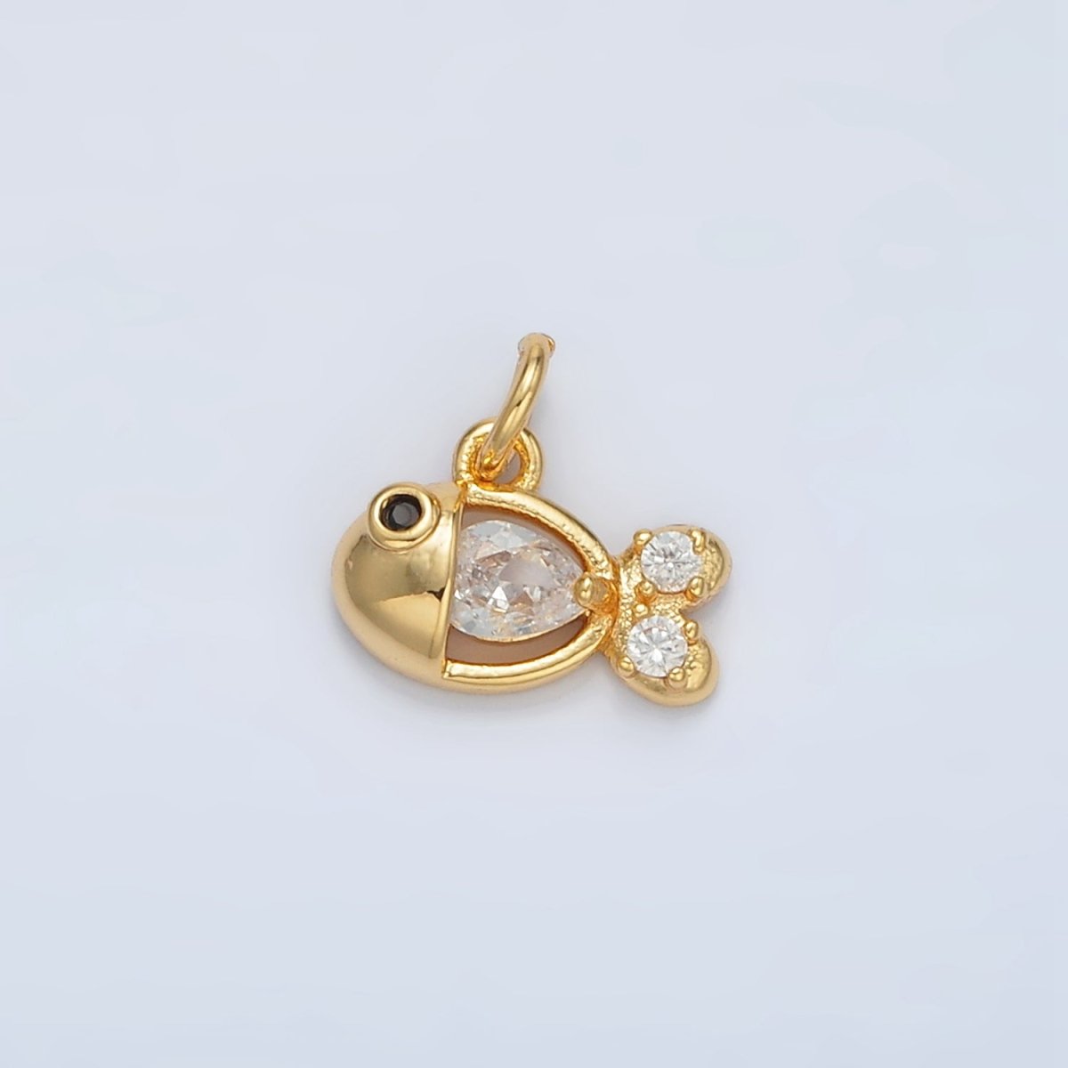 24K Gold Filled Clear CZ Fish Charm | AC - 141 - DLUXCA