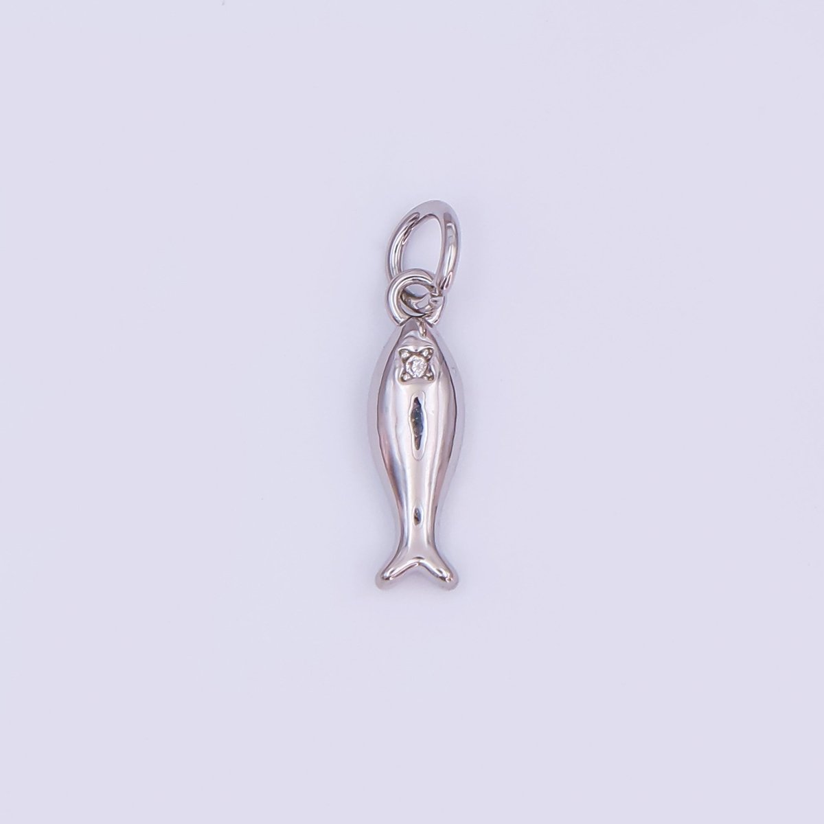 24K Gold Filled Clear CZ Fish Minimalist 3D Multidimensional Charm | AF432 - DLUXCA