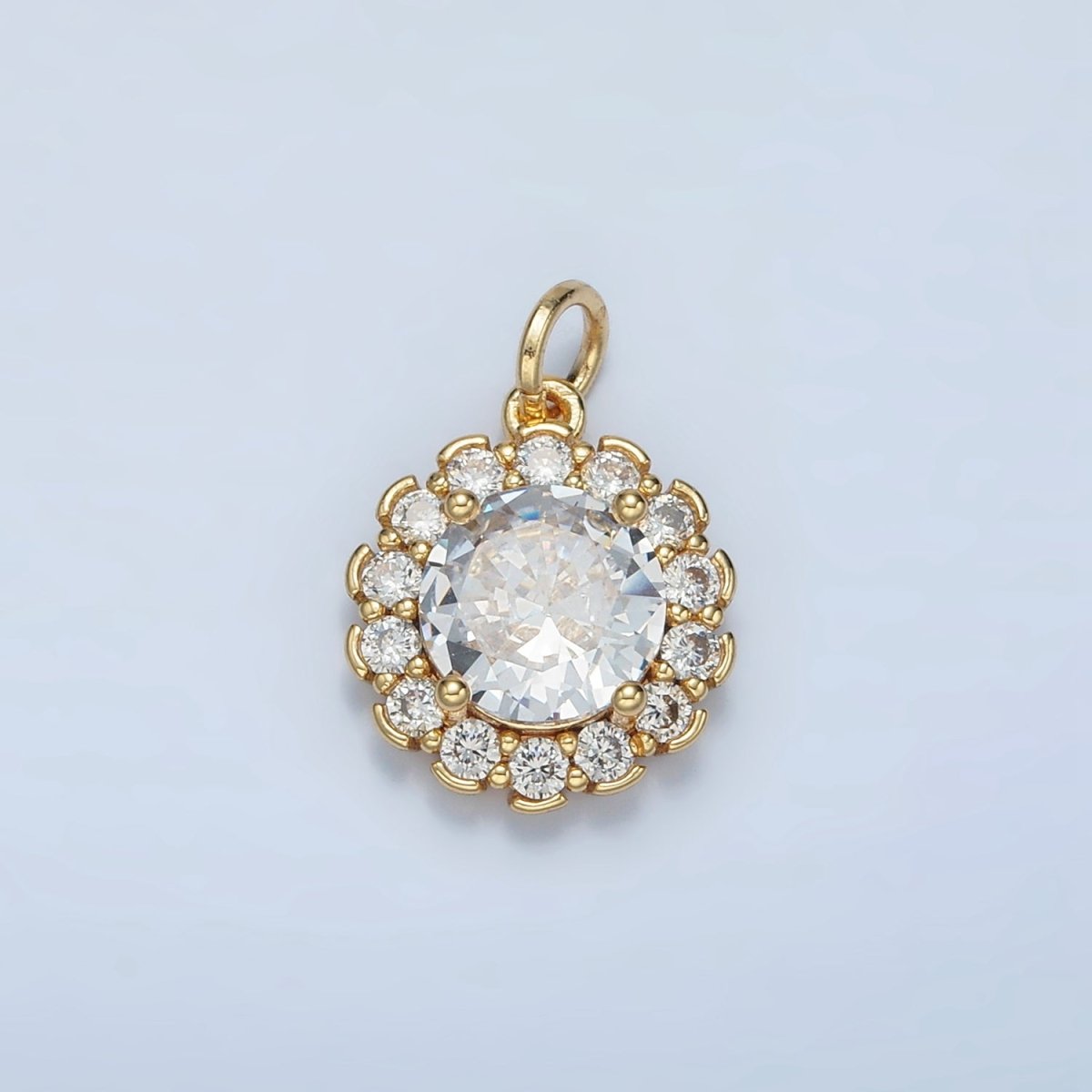 24K Gold Filled Clear CZ Flower Petal Mini Charm | E116 - DLUXCA