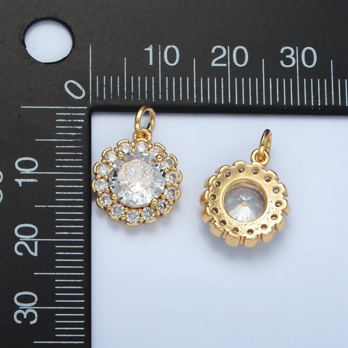 24K Gold Filled Clear CZ Flower Petal Mini Charm | E116 - DLUXCA