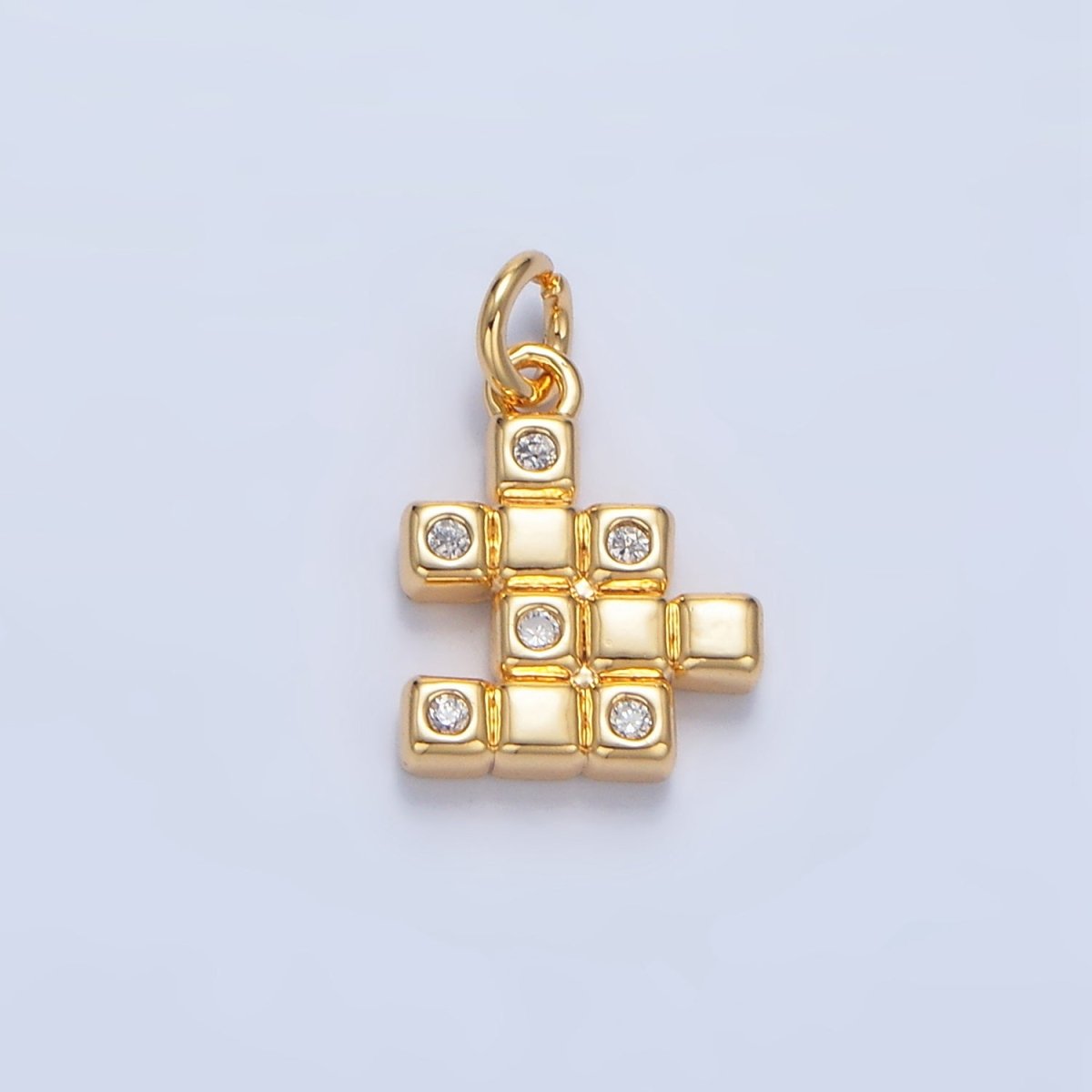 24K Gold Filled Clear CZ Geometric Cube Mini Charm | X861 - DLUXCA