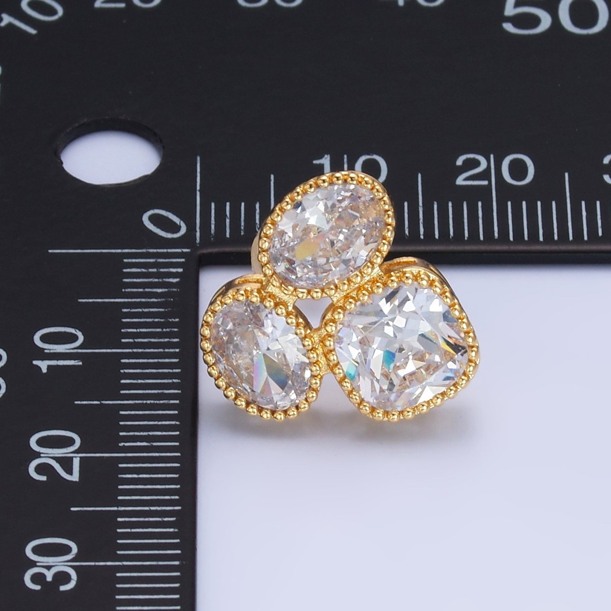 24K Gold Filled Clear CZ Geometric Stud Earrings | AB1422 - DLUXCA