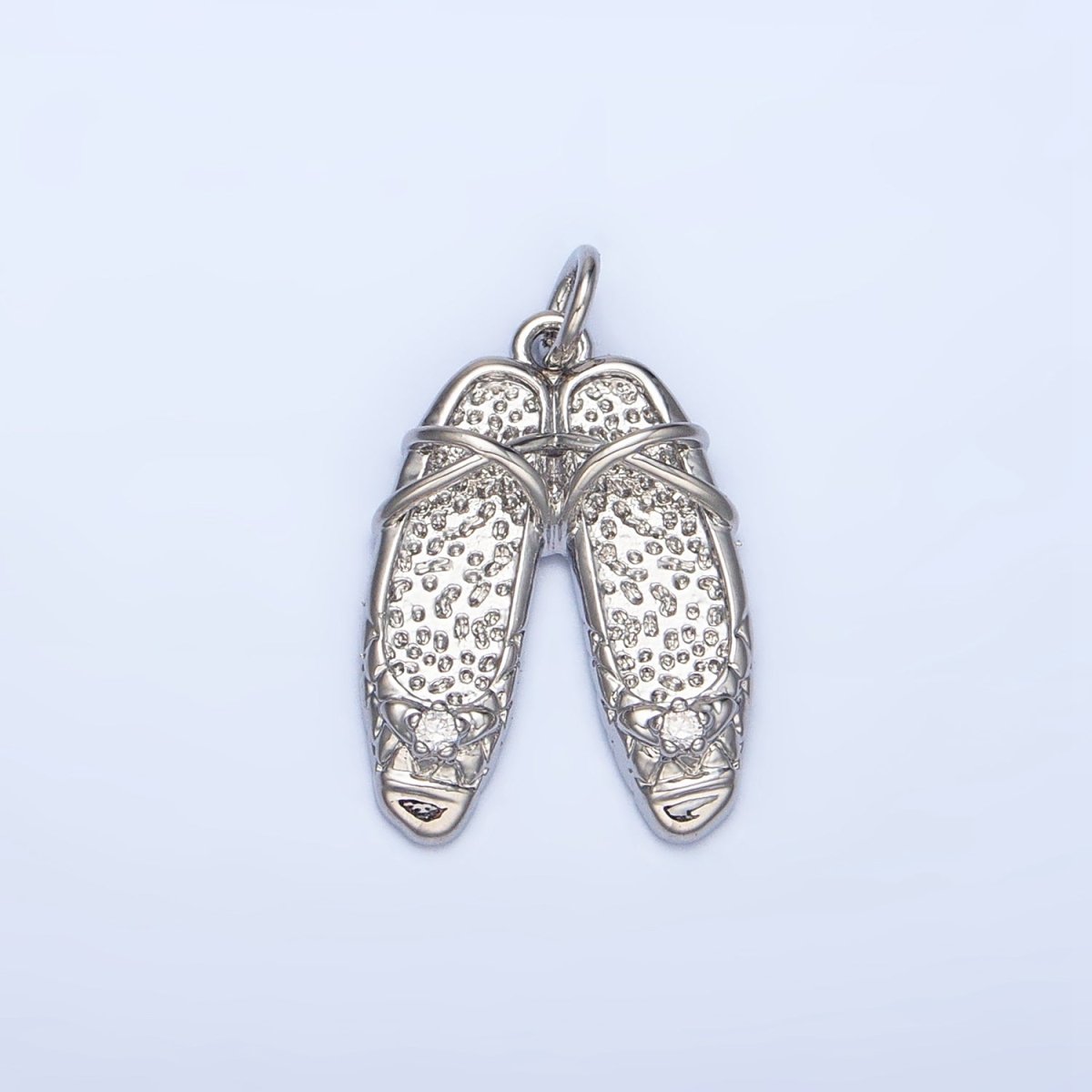 24K Gold Filled Clear CZ Hammered Ballet Dancing Shoes Charm in Gold & Silver | E338 - DLUXCA