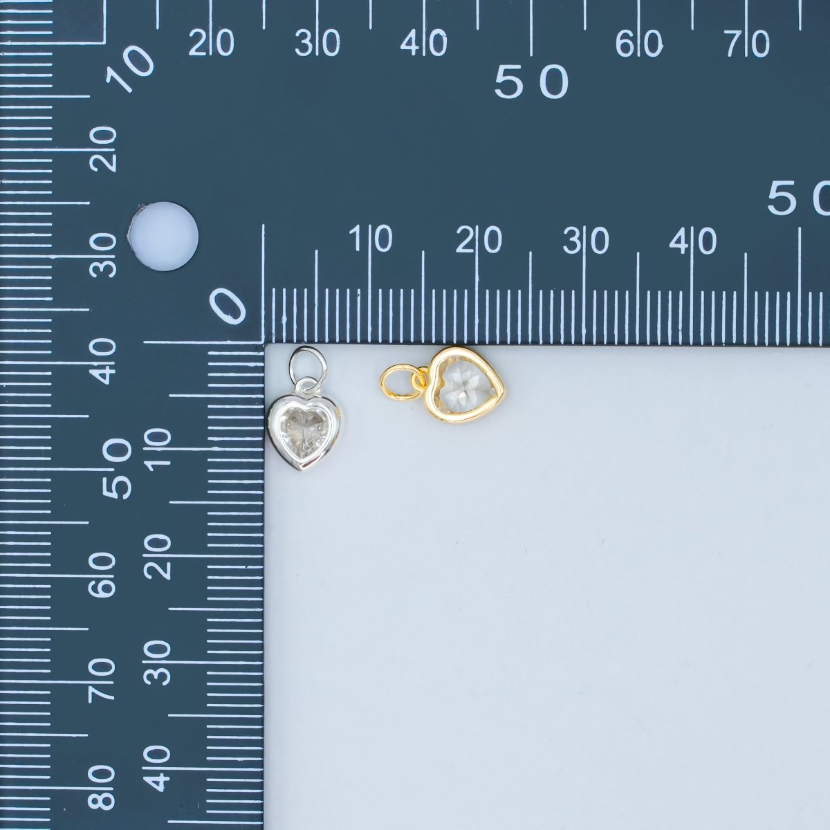 24K Gold Filled Clear CZ Heart Bezel Charm in Gold & Silver | SL - 638 - DLUXCA