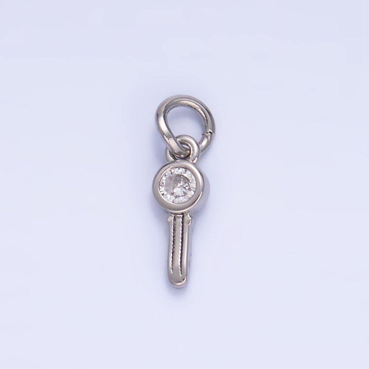 24K Gold Filled Clear CZ Key Mini Charm in Gold & Silver | W104 - DLUXCA