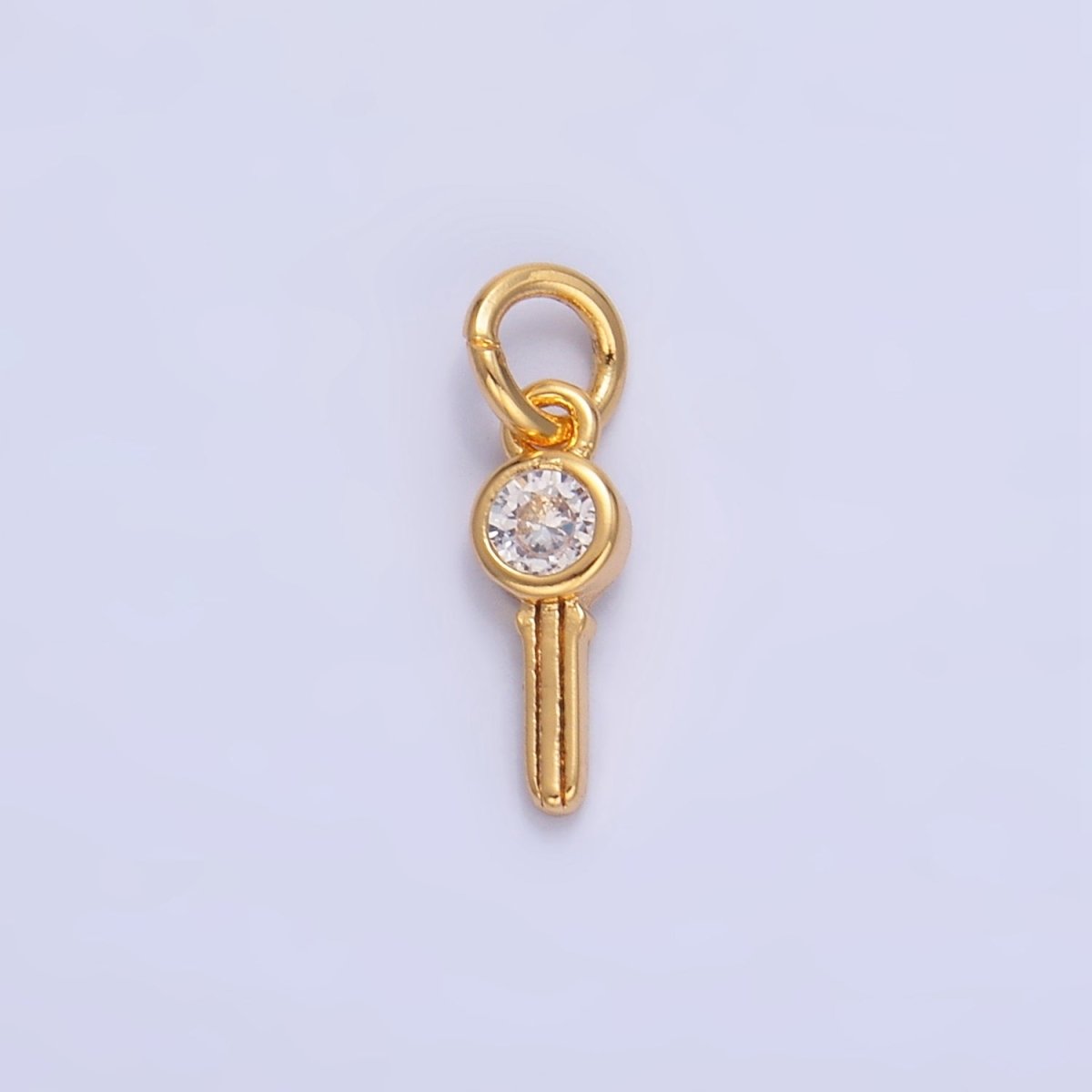 24K Gold Filled Clear CZ Key Mini Charm in Gold & Silver | W104 - DLUXCA