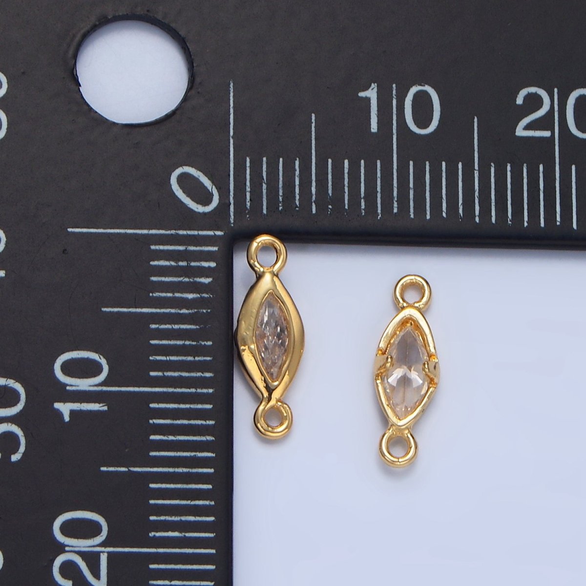 24K Gold Filled Clear CZ Marquise Bezel Connector | F667 - DLUXCA