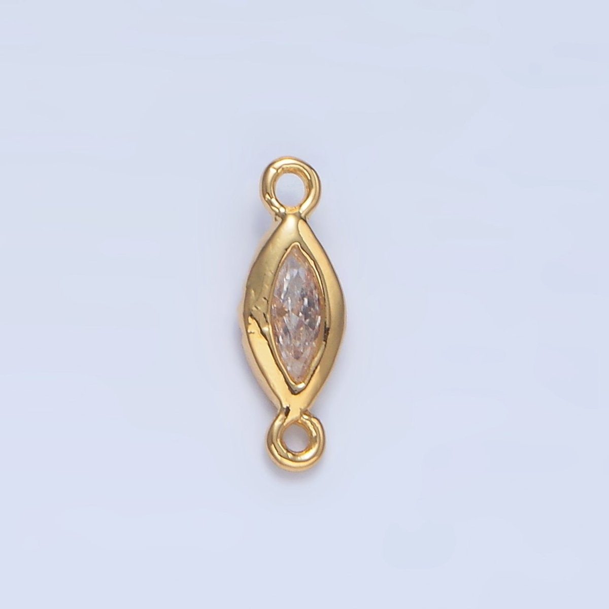 24K Gold Filled Clear CZ Marquise Bezel Connector | F667 - DLUXCA