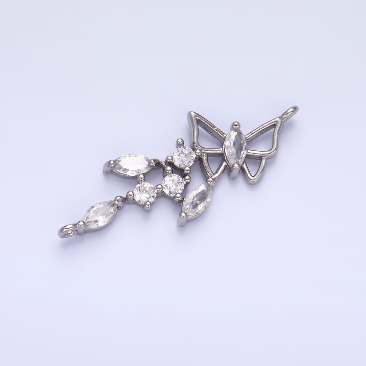 24K Gold Filled Clear CZ Marquise Butterfly Charm Connector in Gold & Silver | G228 - DLUXCA