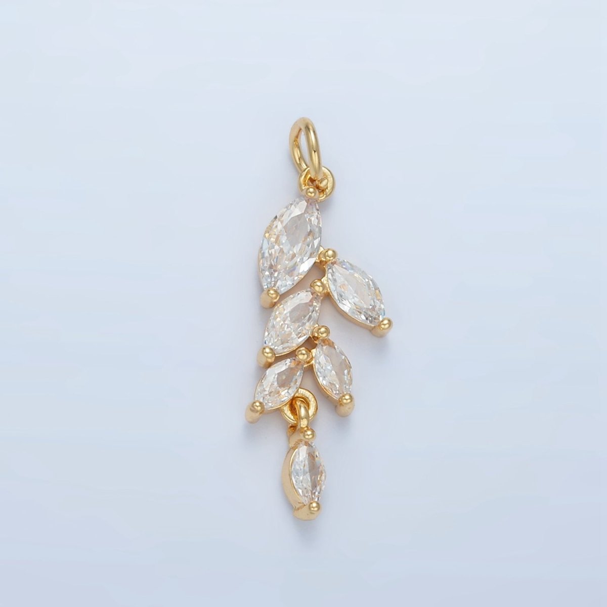 24K Gold Filled Clear CZ Marquise Leaf Charm | X285 - DLUXCA