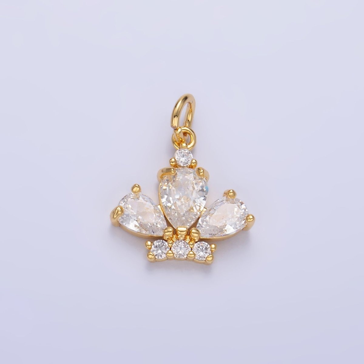 24K Gold Filled Clear CZ Micro Paved Crown Mini Charm in Gold & Silver | W808 - DLUXCA