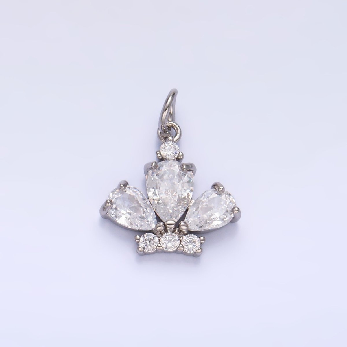 24K Gold Filled Clear CZ Micro Paved Crown Mini Charm in Gold & Silver | W808 - DLUXCA