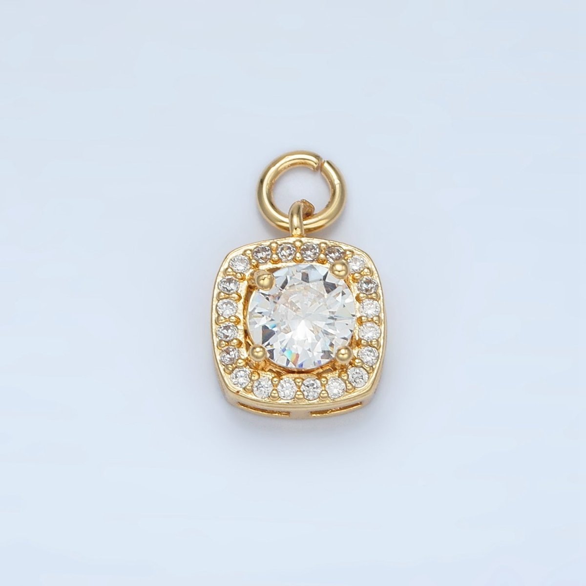 24K Gold Filled Clear CZ Micro Paved Square Mini Charm | E2661 - DLUXCA