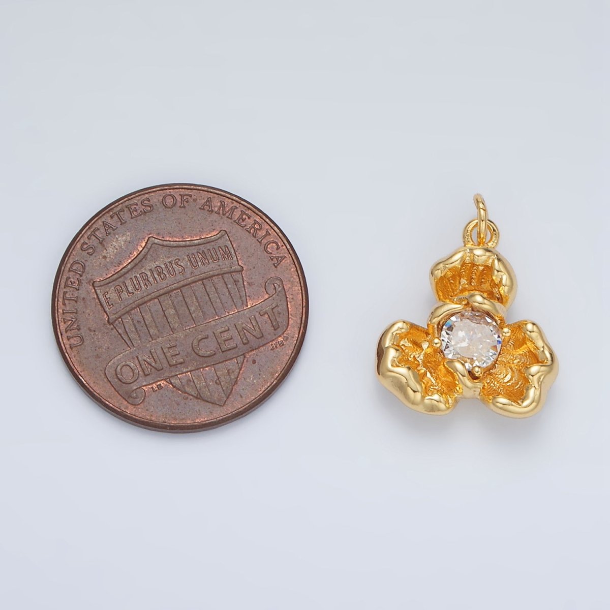 24K Gold Filled Clear CZ Molten Flower Petal Charm | AC104 - DLUXCA
