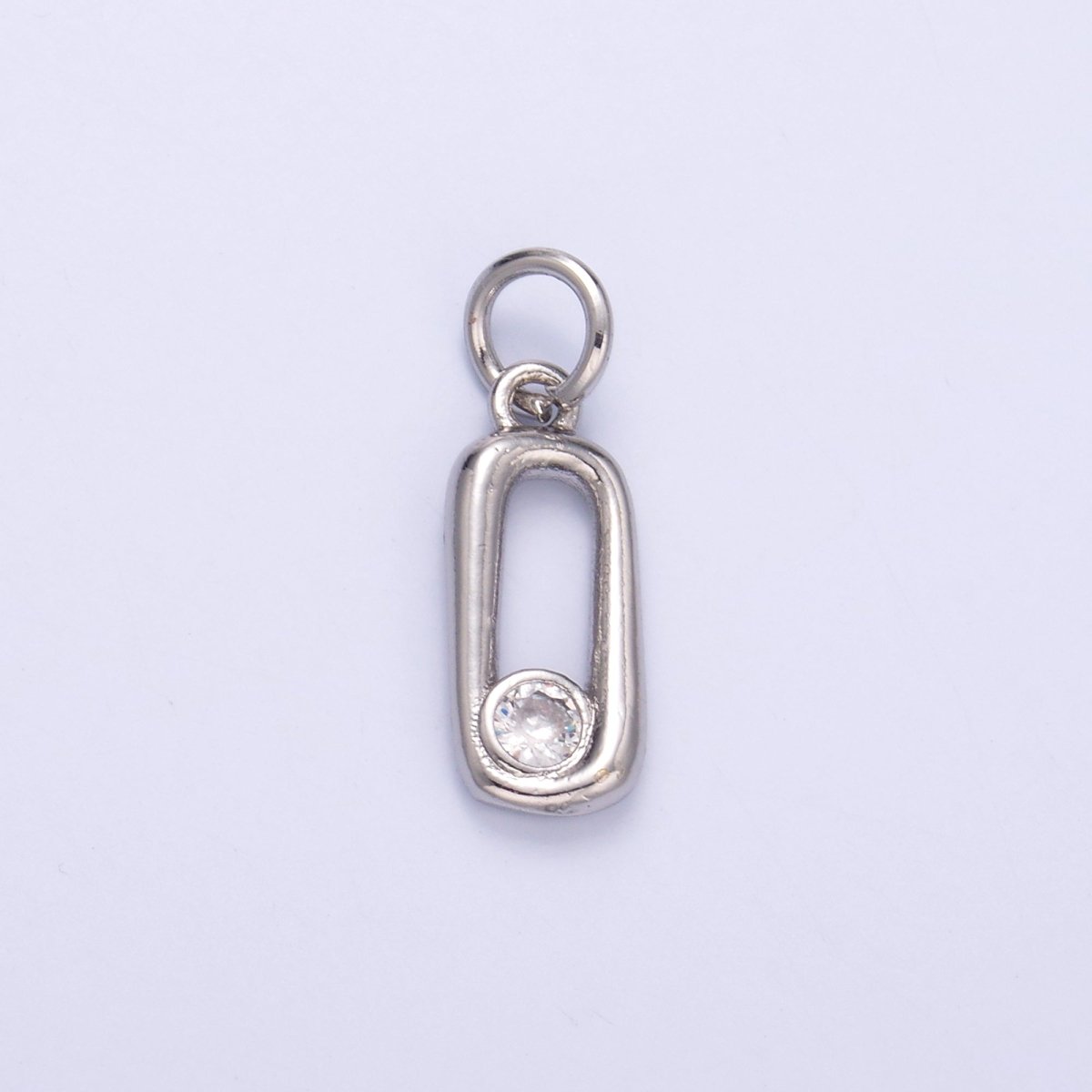 24K Gold Filled Clear CZ Oblong Link Charm in Gold & Silver | N056 - DLUXCA