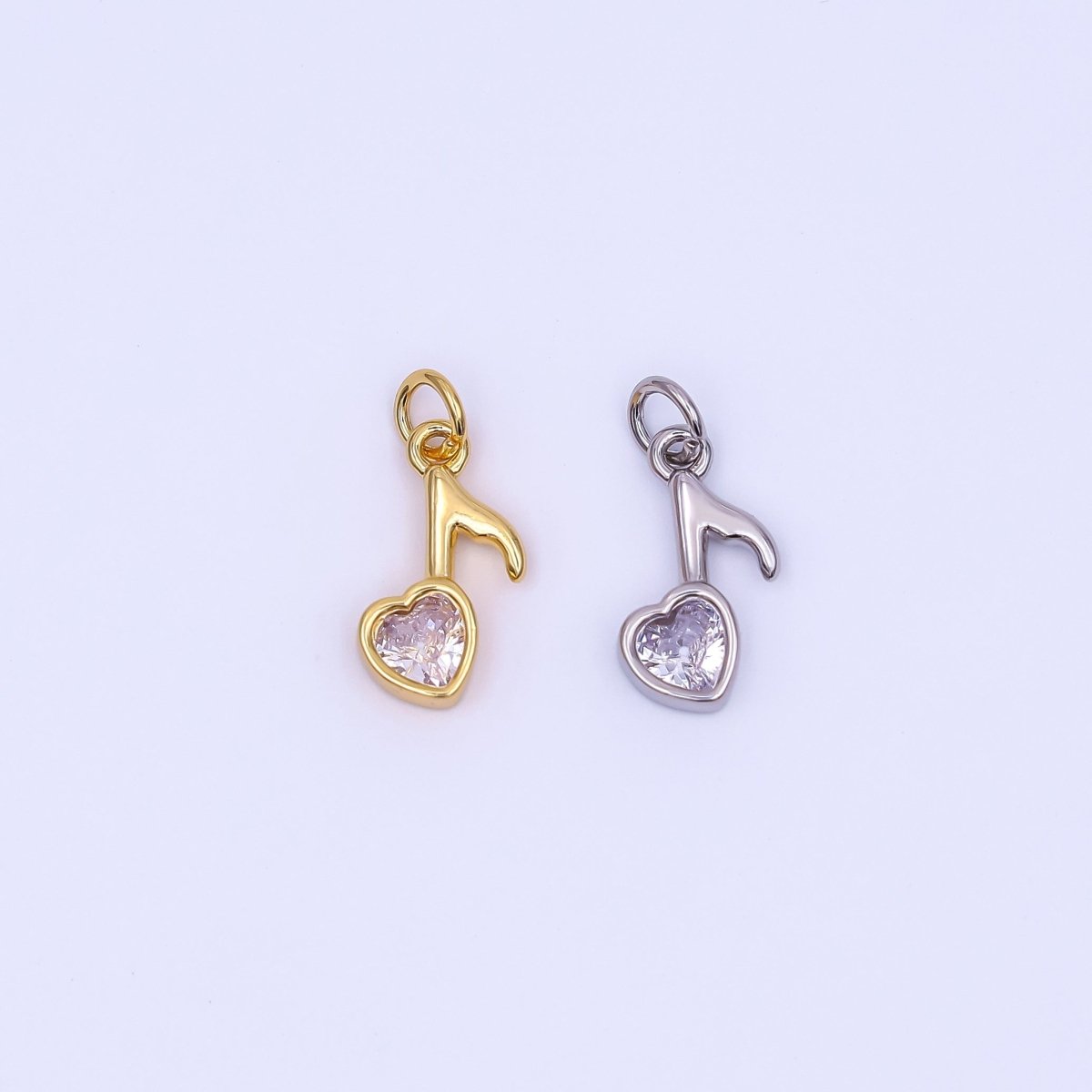 24K Gold Filled Clear CZ Quaver Eight Musical Note Charm in Gold & Silver | N784 - DLUXCA