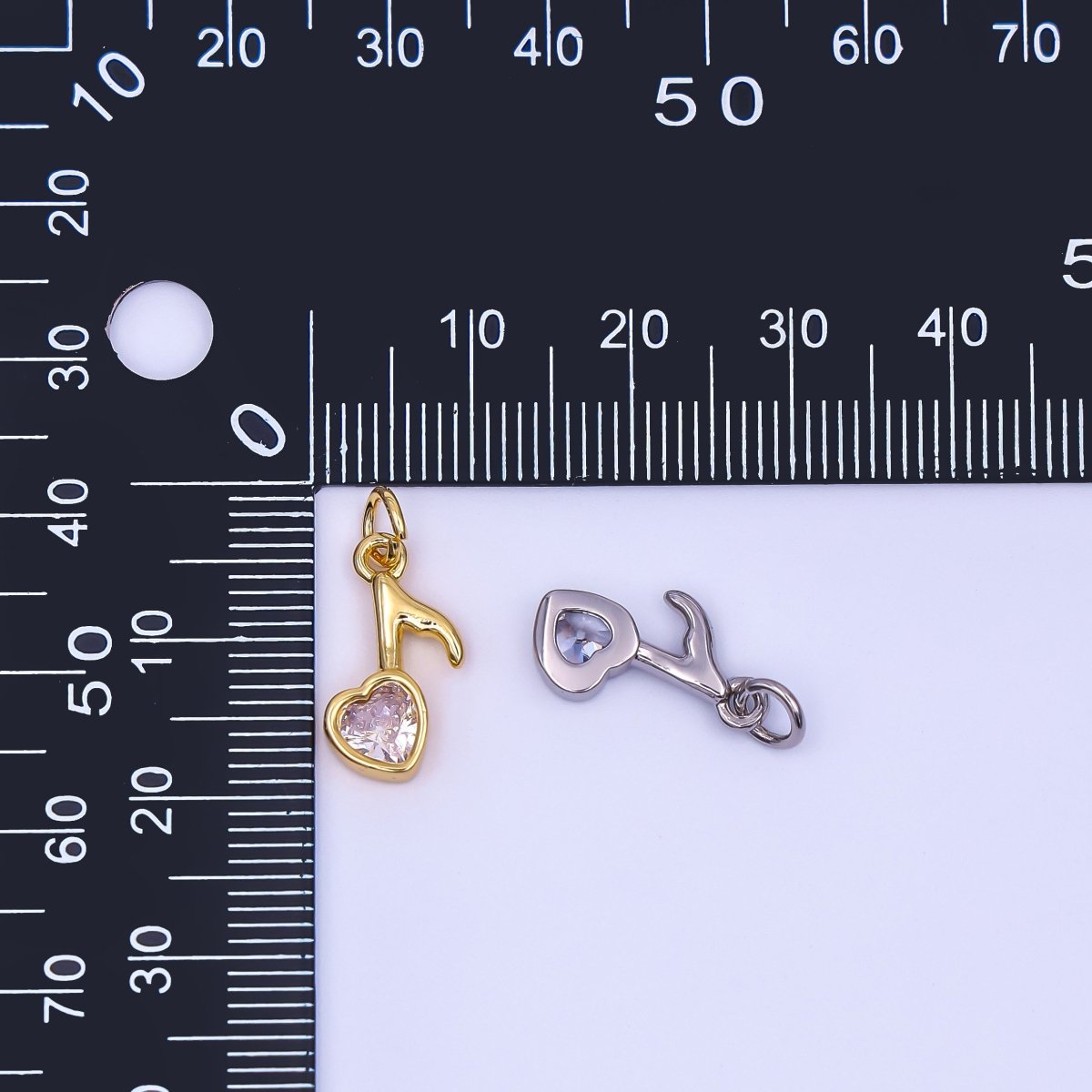24K Gold Filled Clear CZ Quaver Eight Musical Note Charm in Gold & Silver | N784 - DLUXCA