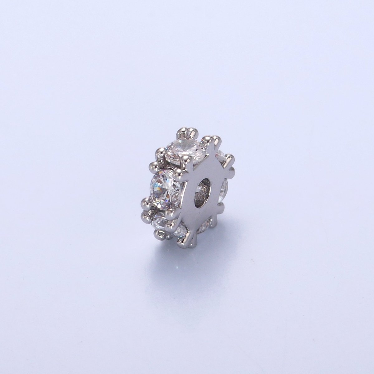 24K Gold Filled Clear CZ Rhondelle Bead in Gold & Silver | B635 - DLUXCA
