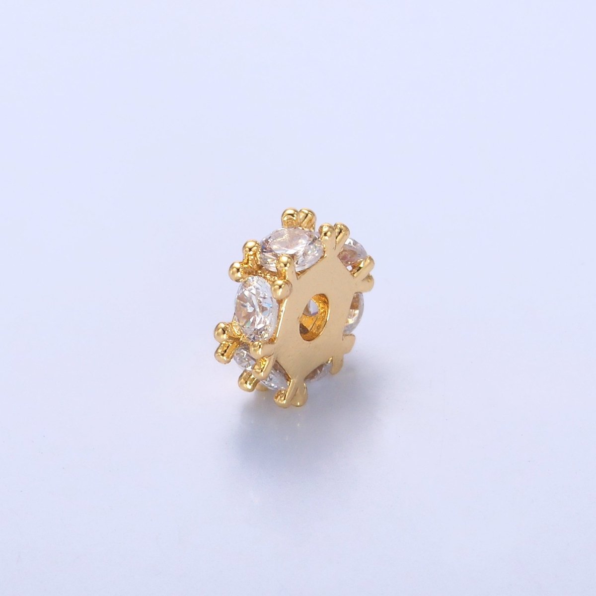 24K Gold Filled Clear CZ Rhondelle Bead in Gold & Silver | B635 - DLUXCA