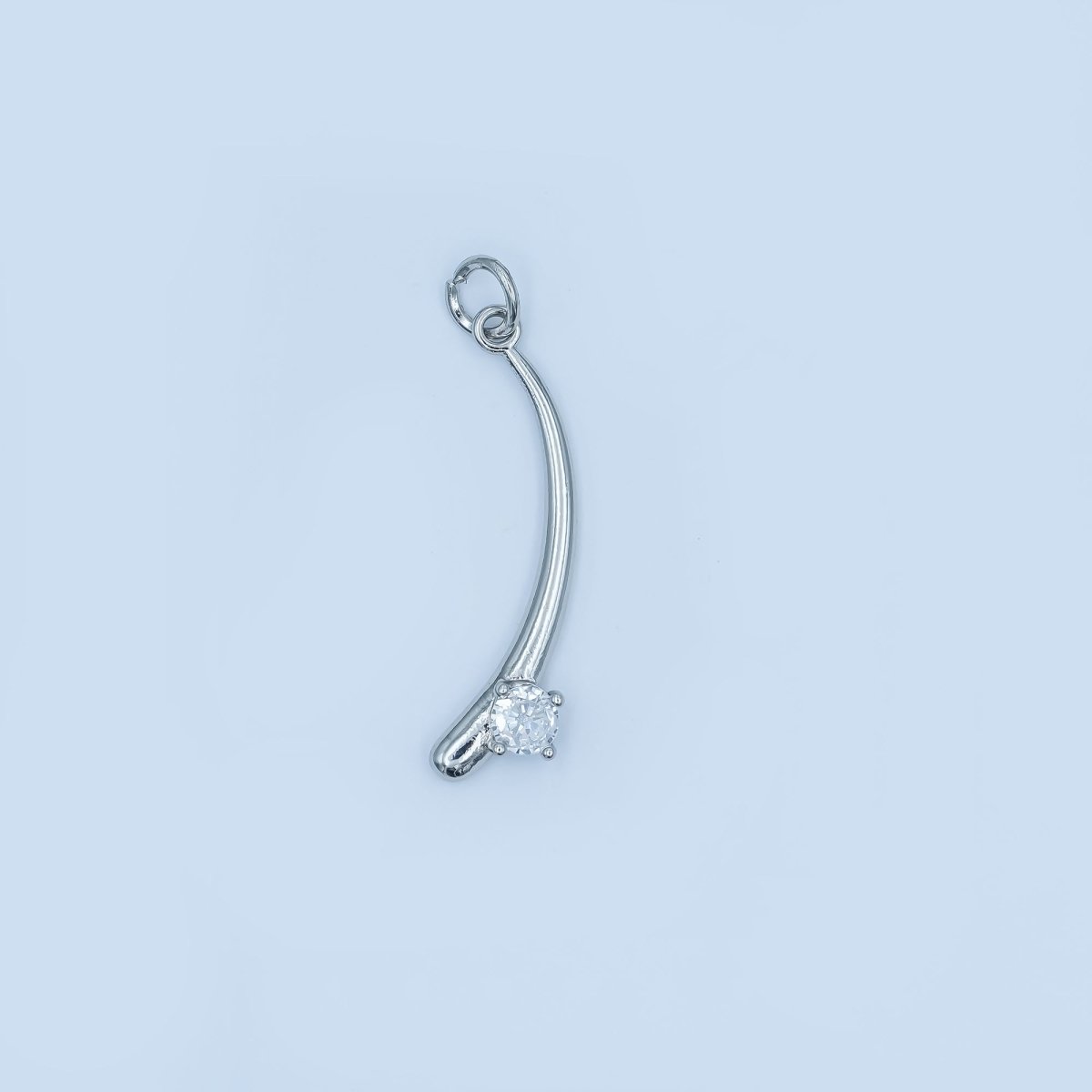 24K Gold Filled Clear CZ Round Curve Minimalist Charm in Gold & Silver | E293 - DLUXCA