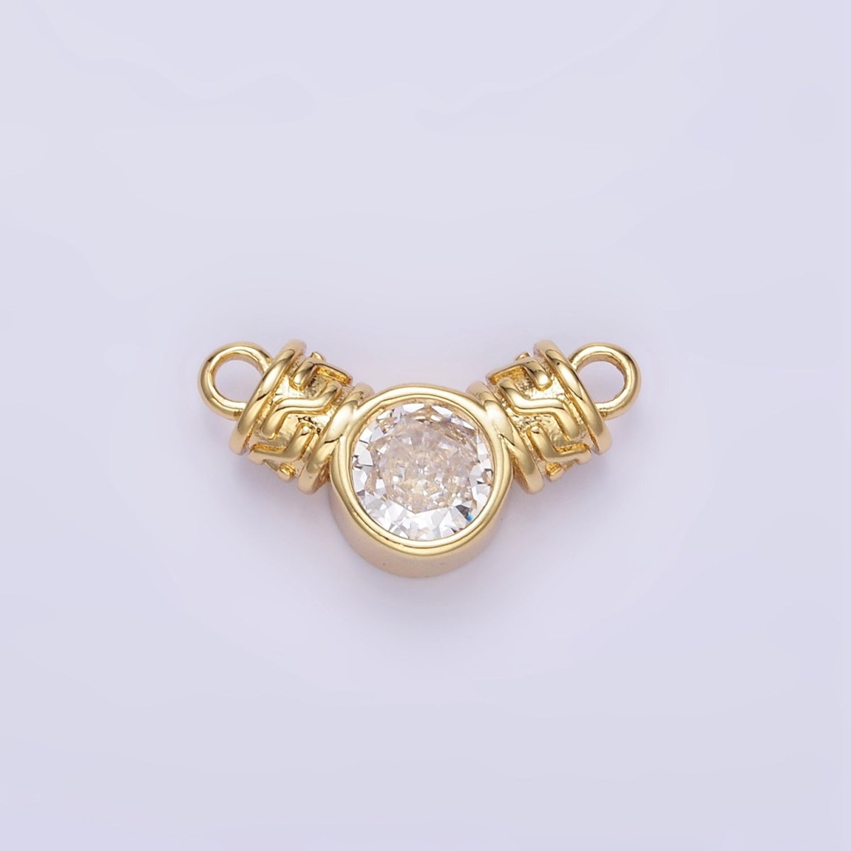 24K Gold Filled Clear CZ Round Geometric Tube Connector | F163 - DLUXCA