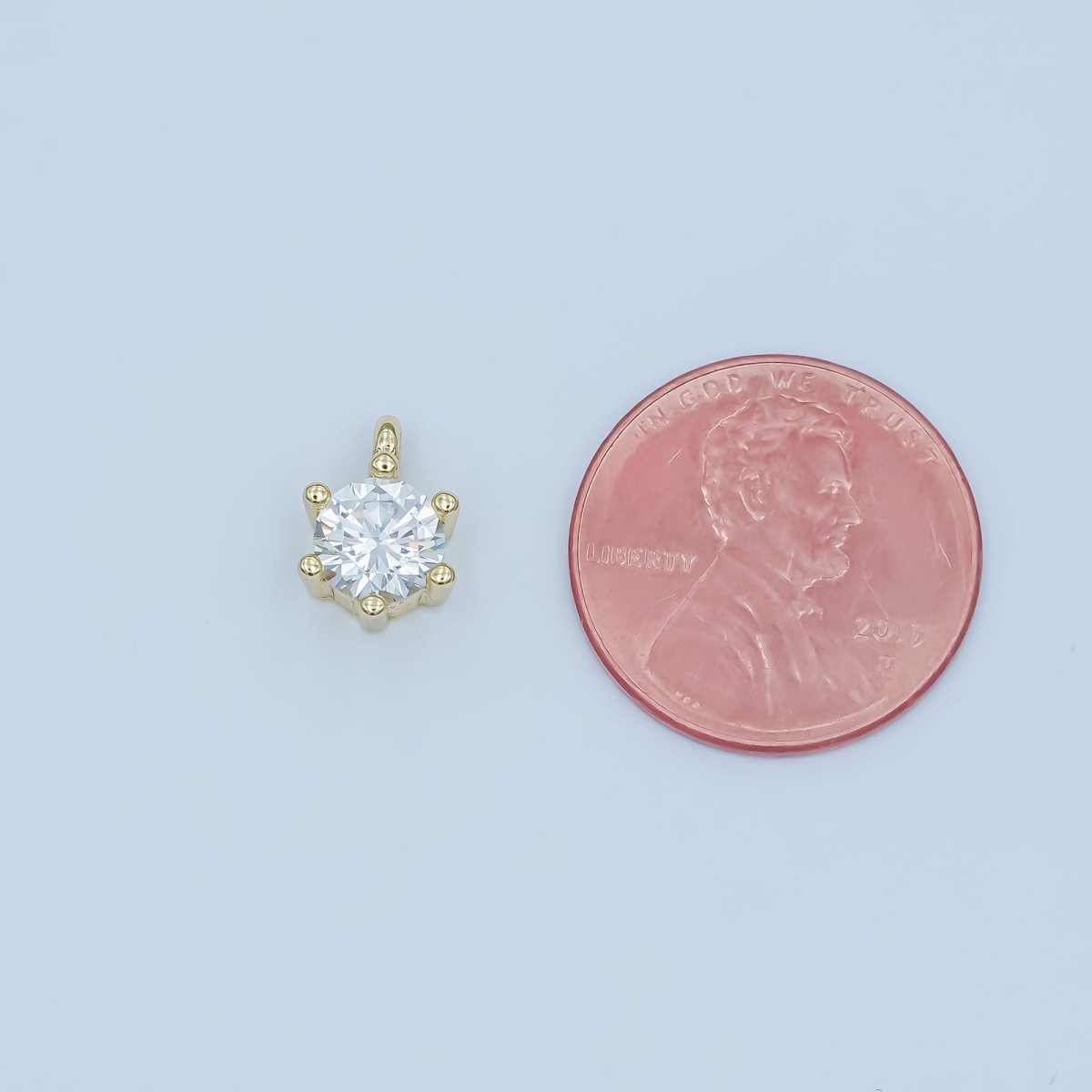 24K Gold Filled Clear CZ Round Mini Charm | M187 - DLUXCA