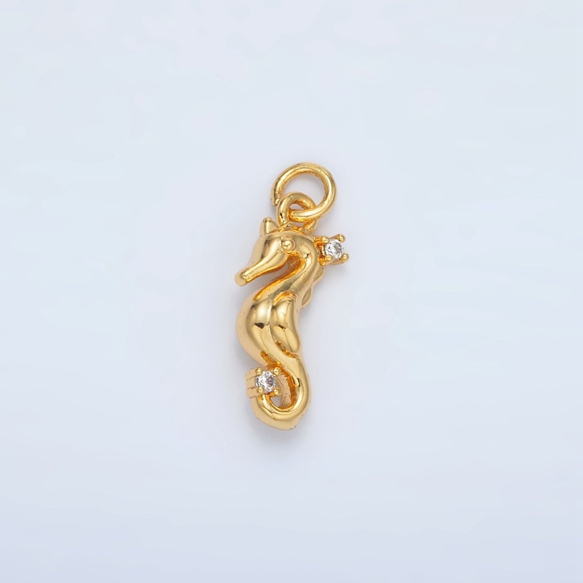 24K Gold Filled Clear CZ Seahorse Charm | AC - 154 - DLUXCA