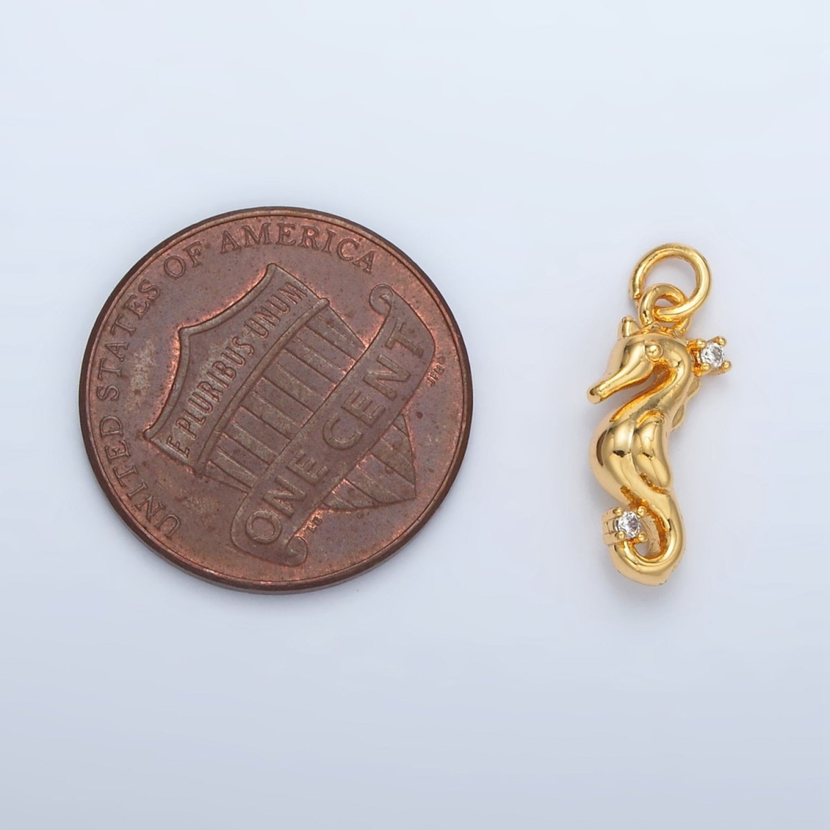 24K Gold Filled Clear CZ Seahorse Charm | AC - 154 - DLUXCA