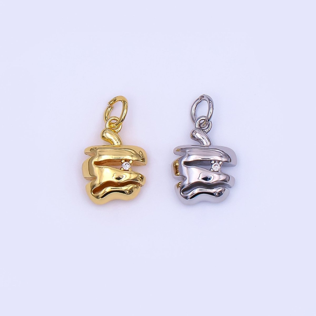 24K Gold Filled Clear CZ Sliced Apple Fruit Charm in Gold & Silver | AF430 - DLUXCA