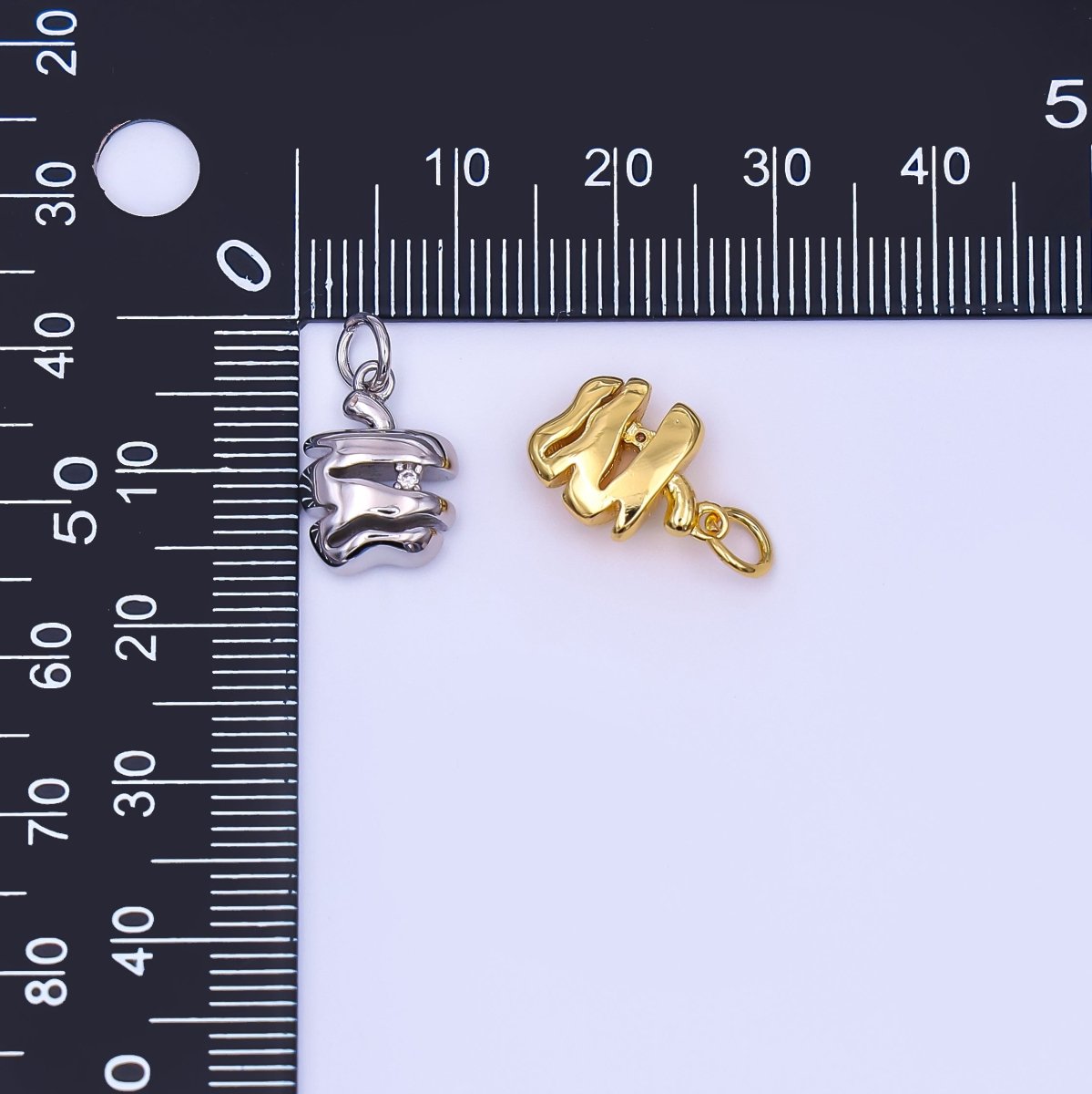 24K Gold Filled Clear CZ Sliced Apple Fruit Charm in Gold & Silver | AF430 - DLUXCA