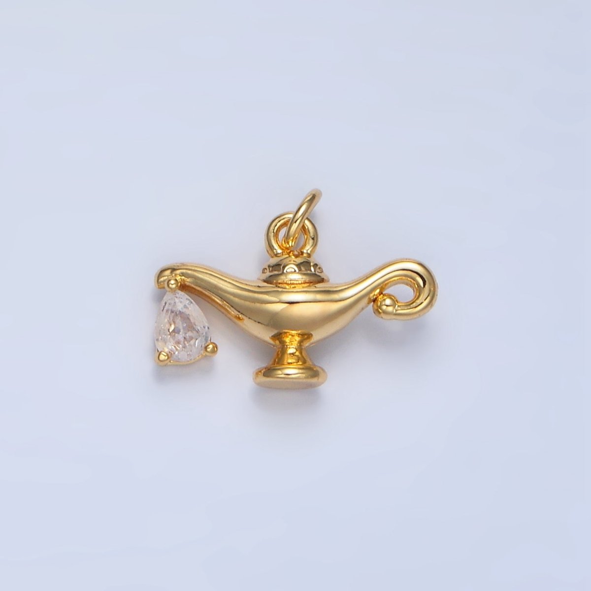 24K Gold Filled Clear CZ Teardrop Genie Lamp Charm | X891 - DLUXCA