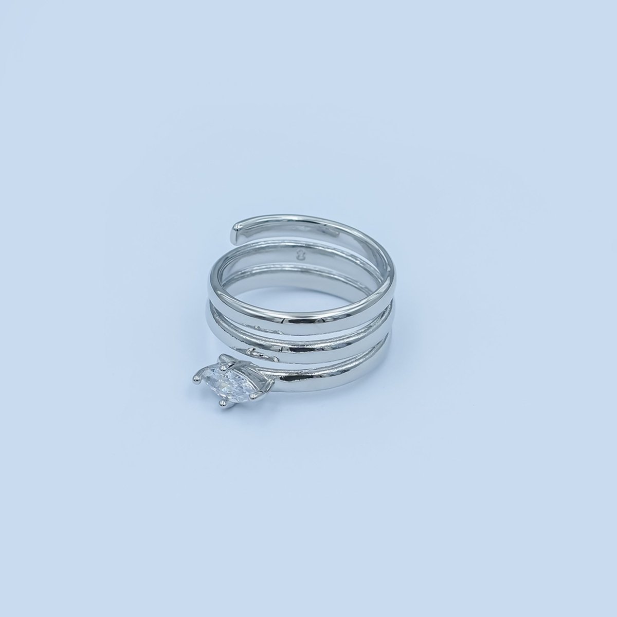 24K Gold Filled Clear CZ Teardrop Multiple Band Wrap Ring in Gold & Silver | O920 O923 O986 O987 - DLUXCA
