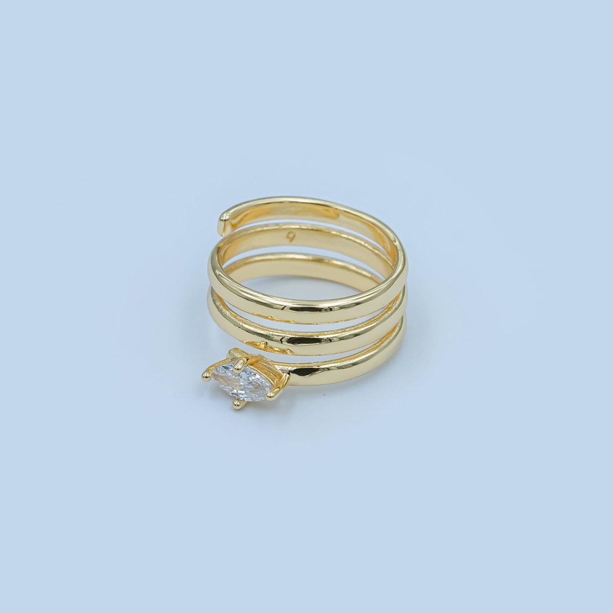 24K Gold Filled Clear CZ Teardrop Multiple Band Wrap Ring in Gold & Silver | O920 O923 O986 O987 - DLUXCA