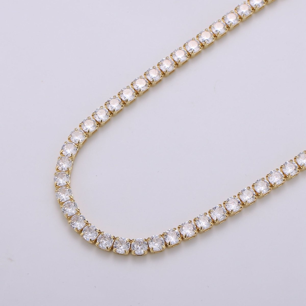 24K Gold Filled Clear CZ Tennis 18 Inch Layering Chain Necklace in Gold & Silver | WA - 680 WA - 681 Clearance Pricing - DLUXCA