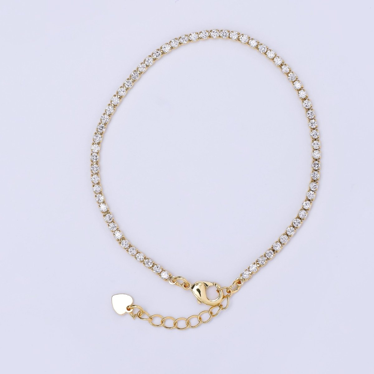 24K Gold Filled Clear CZ Tennis 6.9 inch Bracelet with Extender | WA - 1595 - DLUXCA
