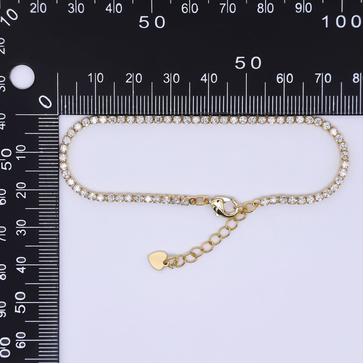 24K Gold Filled Clear CZ Tennis 6.9 inch Bracelet with Extender | WA - 1595 - DLUXCA