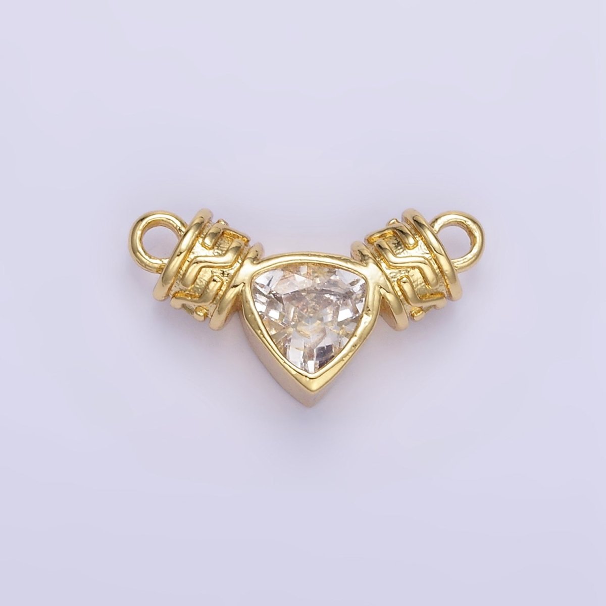 24K Gold Filled Clear CZ Triangle Geometric Tube Connector | F165 - DLUXCA