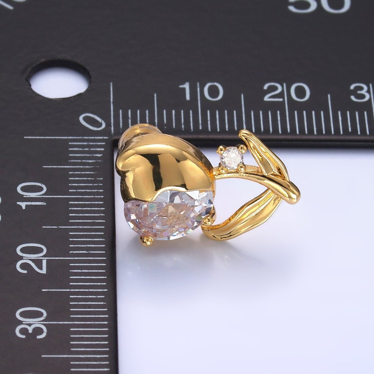 24K Gold Filled Clear CZ Tulip Flower Stud Earrings | AB793 - DLUXCA