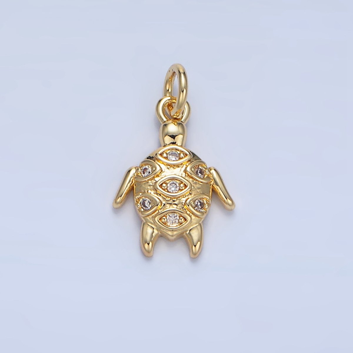 24K Gold Filled Clear CZ Turtle Tortoise Animal Charm | X876 - DLUXCA