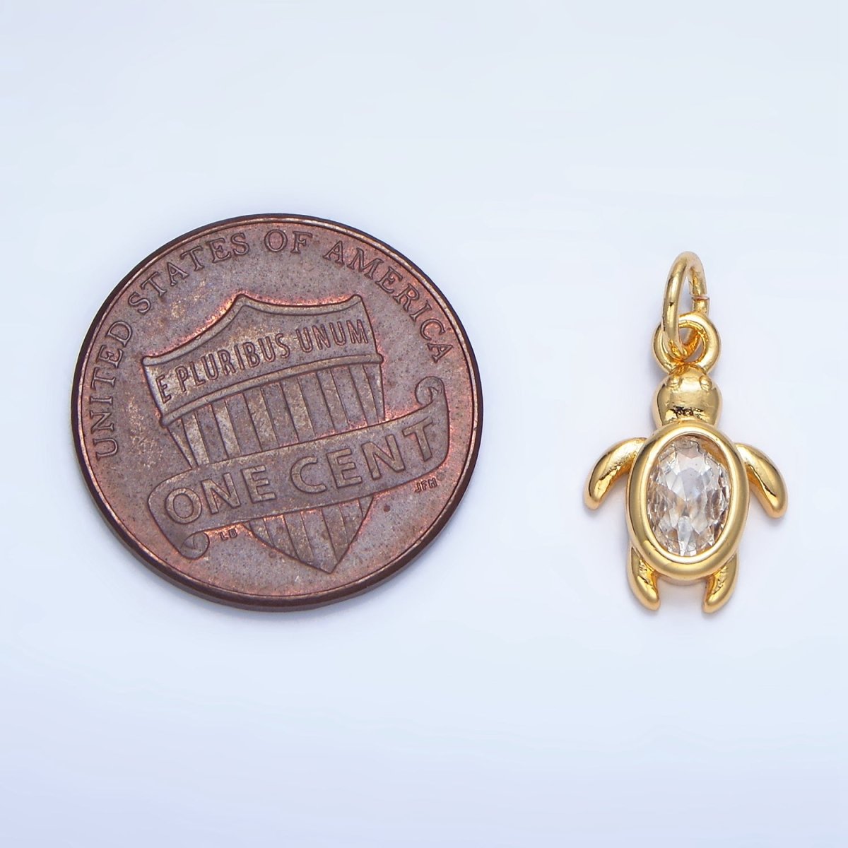 24K Gold Filled Clear CZ Turtle Tortoise Mini Charm in Gold & Silver | X857 - DLUXCA