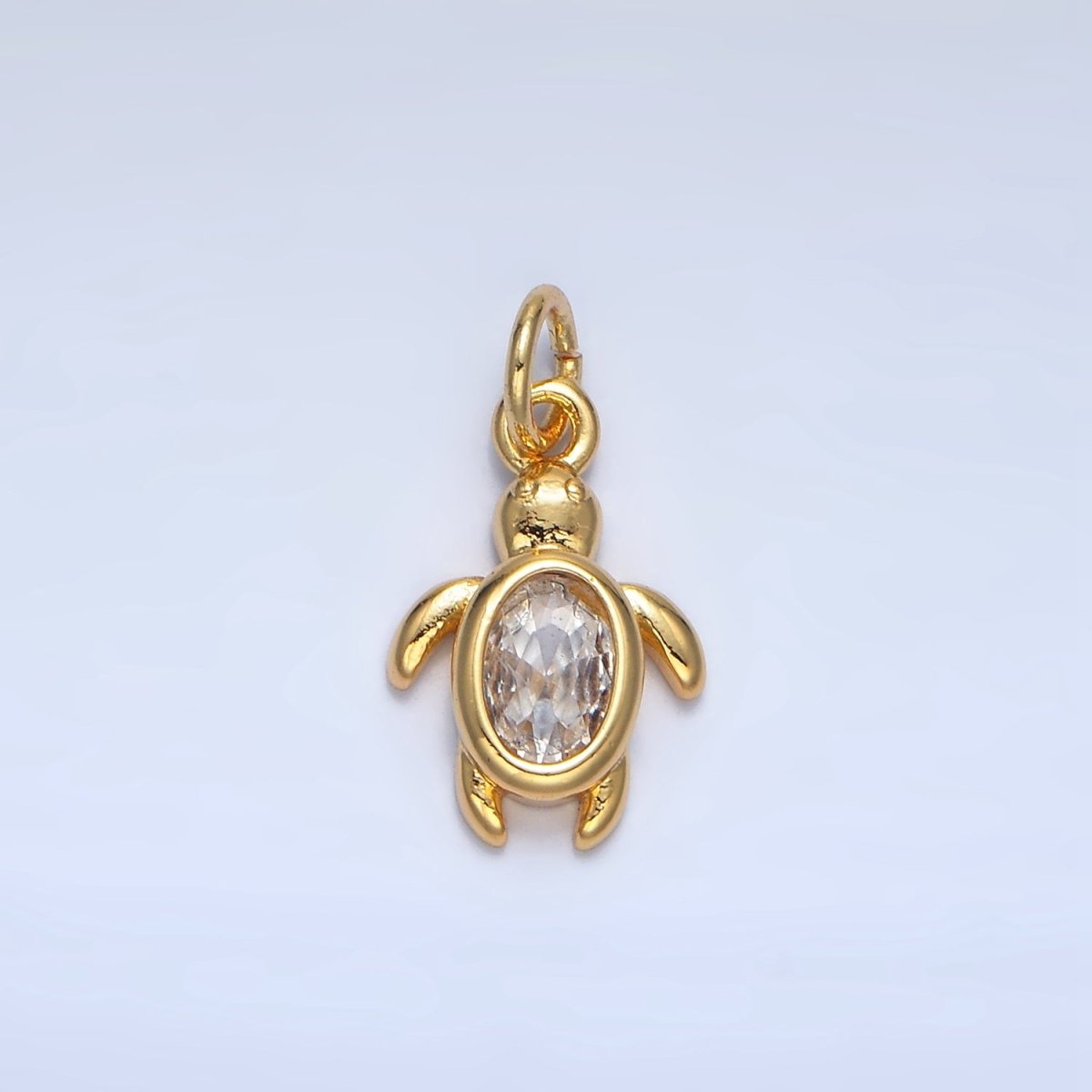 24K Gold Filled Clear CZ Turtle Tortoise Mini Charm in Gold & Silver | X857 - DLUXCA