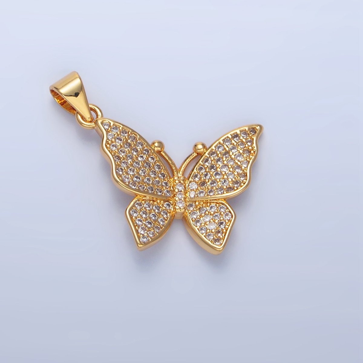 24K Gold Filled Clear Micro Paved Butterfly Insect Pendant | AA142 - DLUXCA